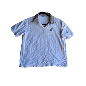 Liz Golf Women's Golf Polo Shirt Cream Size Large Embroidered Plaid Collar